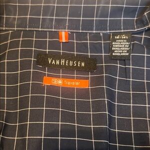 Van Heusen Blue Casual Button Down Shirt with Grid Design